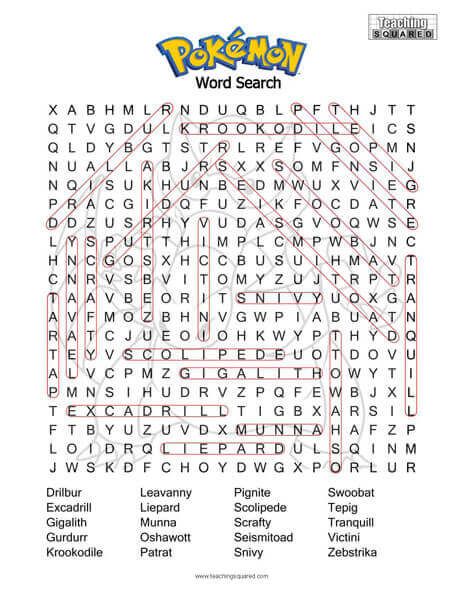 Anime Word Search, Pokemon Word Search, Science Word Search, One Piece Fanart, Crossword Puzzle, Fun Activities, Word Search, Word Search Puzzle, Pokemon