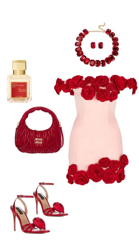 #partyoutfit #goingout #fancy #formal #formaloutfit #beauty #outfitinspo #roses #pink #red #pinkaesthetic #redaesthetic #classy #miumiu #redandpink #valentines #valentinesday #dinnerfit #datenight Roses Pink, Pink Red, Roses, Valentines, Red, Pink, White, Beauty, Valentine's Day