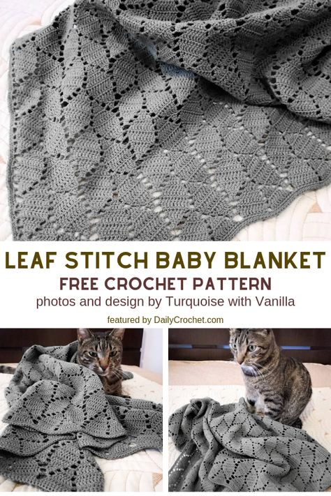 Baby Blanket Free Crochet Pattern, Leaf Stitch, شال كروشيه, Crochet Patterns Free Beginner, Confection Au Crochet, Easy Crochet Baby, Crochet Simple, Haken Baby, Blanket Knitting