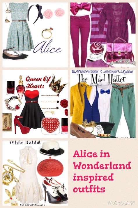 Crazy Tea Party Outfit, Alice In Wonderland Spirit Week Ideas, Alice In Wonderland Style Clothes, Alice And Wonderland Outfit Ideas, Duck Tales Costume, Alice In Wonderland Bounding, Disney Homecoming Theme Outfits, Alice In Wonderland Outfits Ideas, Alice In Wonderland Inspired Outfits Casual