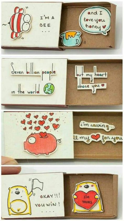 Valentines Bricolage, Matchbox Crafts, Anniversaire Diy, Matchbox Art, Diy Gifts For Boyfriend, Trendy Gifts, Diy Valentines Gifts, Birthday Diy, Birthday Cards Diy