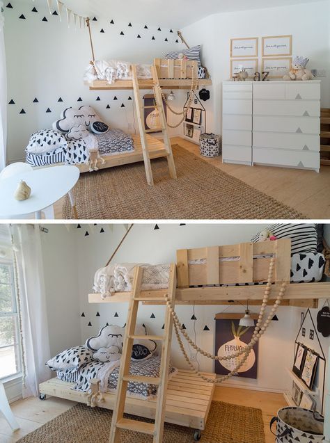 Chambre de Gabi? Gender Neutral Kids Room, Neutral Kids Room, European Home Decor, Kids Room Inspiration, Shared Room, Ikea Pax, Kids Room Ideas, Kids Interior, Kids Bedrooms