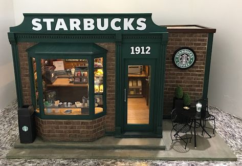 My Miniature Madness: 1912 Pike Place Pretend City, Carved Wooden Panels, Lucky Charms Cereal, Starbucks Store, Dollhouse Tutorials, Miniature Bakery, Miniature Projects, Pike Place, Bakery Shop