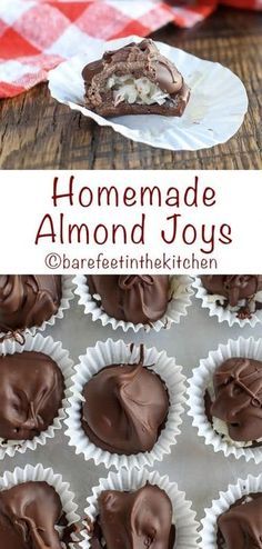 Homemade Chocolate Candy Recipes, Almond Joys, Homemade Chocolate Candy, Dark Chocolate Recipes, Chocolate Candy Recipes, Croquembouche, Candy Recipes Homemade, Christmas Candy Recipes, Almond Joy