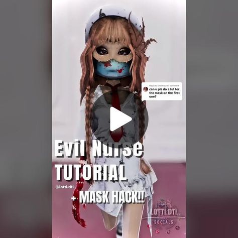 TikTok · 𐬾𐬺 lotti.dti 𐬺𐬾 How To Make Mask In Dti, Dti Mask Trick, Face Mask Dress To Impress, Nurse Dress To Impress, Evil Nurse, Nurse Outfit, Im So Sorry, Makeup Tut, Hello Kitty Backgrounds