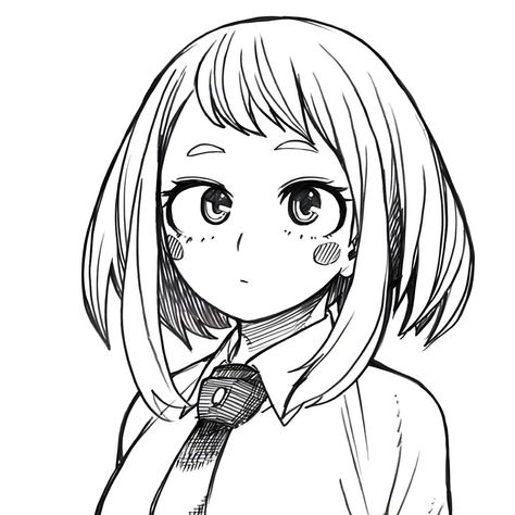 Ochako Uraraka, Manga Pages, Character Sketch, Cute Profile Pictures, Cute Art Styles, My Hero Academia Manga, Anime Sketch, Drawing Base, Izuku Midoriya