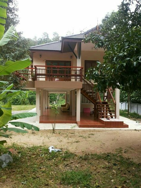 Filipino House, Elevated House, Tropical House Design, Bamboo House Design, Thai House, House On Stilts, Bungalow House Plans, Tropical House, House Outside Design