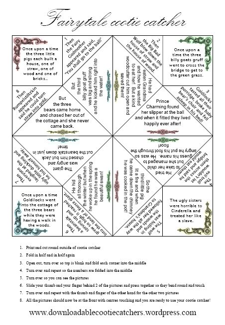 downloadable cootie catchers - also has a blank. Cootie Catcher Template, Fortune Teller Paper, Wedding Table Games, Word Games For Kids, My First Story, Complete The Story, Cootie Catcher, Billy Goats Gruff, 5th Grade Ela