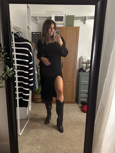 Amazon sweater dress with shwin cowboy boots Sweater Dress With Cowboy Boots, Dress With Cowboy Boots, Dress Cowboy Boots, Amazon Sweater, Cowboy Boots Outfit, Dresses With Cowboy Boots, Outfit Curvy, Sweater Dress Outfit, Amazon Dresses