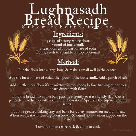 Wicca Holidays, Wicca Recipes, Kitchen Witch Recipes, Rustic Recipes, Kitchen Witchery, Bicarbonate Of Soda, Eclectic Witch, Bread Mix, August 1st