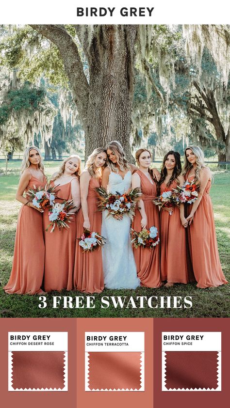 Fall Bridesmaid, Mix Match Bridesmaids, Wedding Outfits For Groom, Orange Bridesmaid, Fall Bridesmaids, Orange Bridesmaid Dresses, Fall Bridesmaid Dresses, Birdy Grey, Boda Mexicana