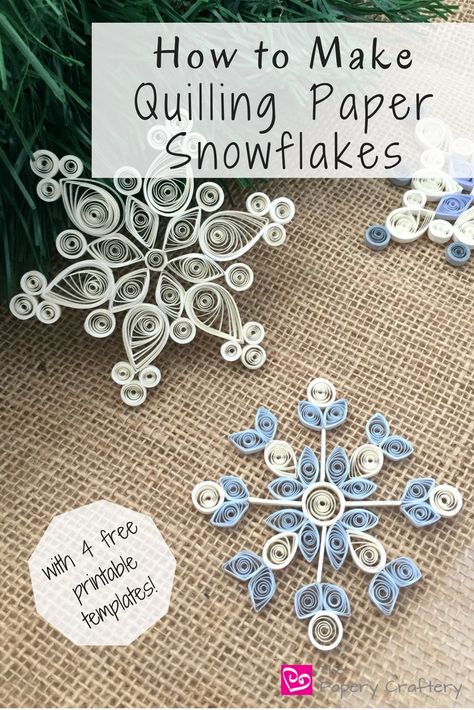 How to Make Quilling Paper Snowflakes - The Papery Craftery Quilled Angels Ornaments, Paper Quilling For Beginners Pattern, Paper Snowflake Ornaments Diy, Paper Quilling Ornaments, Quilling Techniques Tutorials, Paper Quilling Patterns Templates Free Printable, Paper Quilling Patterns Printables, Quilling Tutorial Step By Step, Easy Quilling For Beginners