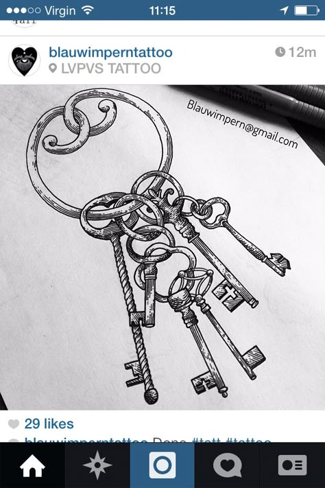 Old Style Key Tattoo, Three Keys Tattoo, Locksmith Tattoo, Key Ring Tattoo, Steampunk Key Tattoo, Fallout 4 Tattoos, Fluid Tattoo, Manta Tattoo, Keys Tattoo