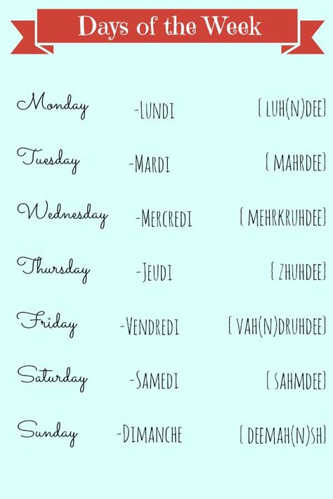 Days of the week in French learning chart | Learn French French Weekdays, French Days Of The Week, Common French Phrases, Aesthetic Note, French Basics, Basic French, Basic French Words, French Learning, French Phrases