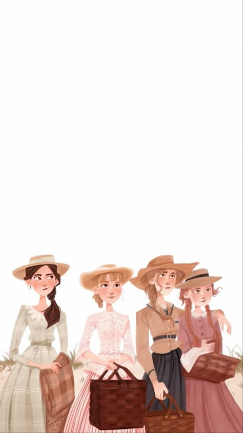 Little Women Wallpaper Aesthetic, Little Women Fanart, Little Women Drawing, Little Women Illustration, Little Women Art, Little Women Wallpaper, Movie Fanart, Little Woman, Woman Illustration