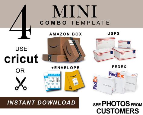 Mini AMAZON FEDEX USPS Envelopes Combo Box template | Etsy Amazon Box, Box Template, Instant Download Printable, Small Boxes, Amazon Prime, Template Printable, Free Printables, Ups, Envelope