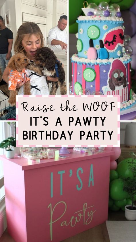 Looking for creative kids birthday party theme ideas? Try this adorable dog themed birthday party! Read this post to see inside our 9 year old's it's a pawty birthday party and all of the fun puppy themed party decorations we had set up!! This trending kids birthday party theme was a total hit with all of our party guest.  We did a spa party puppy party mash-up and the girls loved it! Puppy Themed Birthday Party Ideas, 9 Year Birthday Party Theme Girl, Dog Themed Birthday Party Ideas, Puppy Themed Party, Dolly Parton Birthday, Dog Themed Birthday, Birthday Party Theme Ideas, 9th Birthday Party, Krista Horton