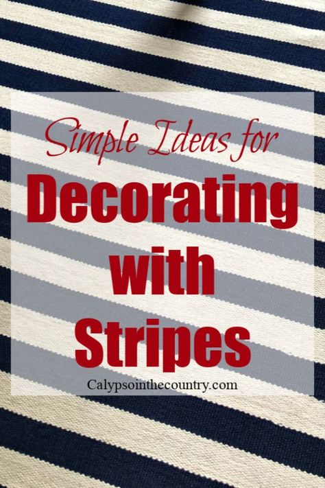 Simple ideas for using stripes in your home decor! Stripes are classic and so perfect for spring and summer! From patriotic tablescapes to cabana stripes by the pool to striped rugs and more! Also includes shopping finds and diy projects with painted stripes and all kinds of striped crafts. Blue Striped Couch, Blue Striped Chair, Dining Room Paint Ideas, Dining Room Paint Color Ideas, Paint Dining Room, Dining Room Paint Color, Room Paint Ideas, Patriotic Tablescapes, Striped Couch