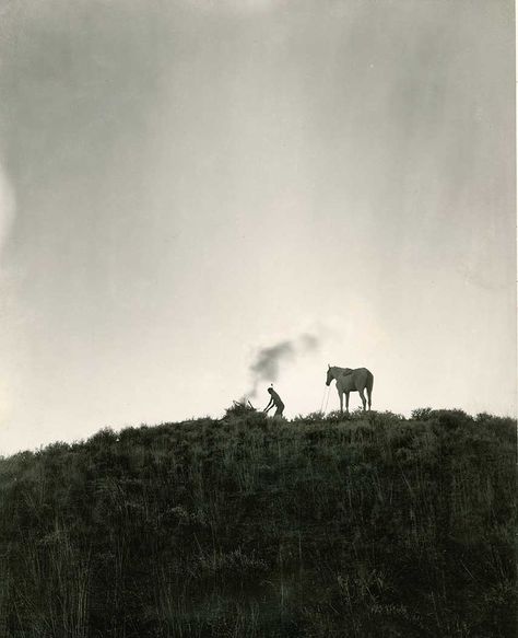 The Pipe of Reconciliation, by Joseph Epes Brown. A Native American sends smoke signals in Montana, June 1909.Photograph by Dr. Joseph K. Dixon, National Geographic Creative. Scout Dixon West, Gothic Country, Chief Joseph, Native American Symbols, Summer 19, Historical Moments, Southern Gothic, Historical Images, Indian History