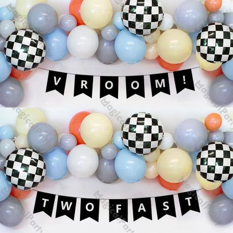 68pcs Race Car Balloon Garland Kit Two Fast Birthday Party | Etsy Car Balloon Garland, Car Balloon, Race Car Party Decorations, Blush Balloons, 2nd Birthday Party For Boys, Pretty Balloons, Blowing Up Balloons, Orange Balloons, Balloon Chain