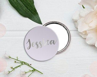 Bridesmaid Boxes & Personalised Gifts for by amylucydesigns Bridesmaid Mirror, Mirror Words, Customized Bridesmaid Gifts, Bridesmaid Boxes, Bee Wall, Small Mirror, Handheld Mirror, Small Mirrors, Pocket Mirror