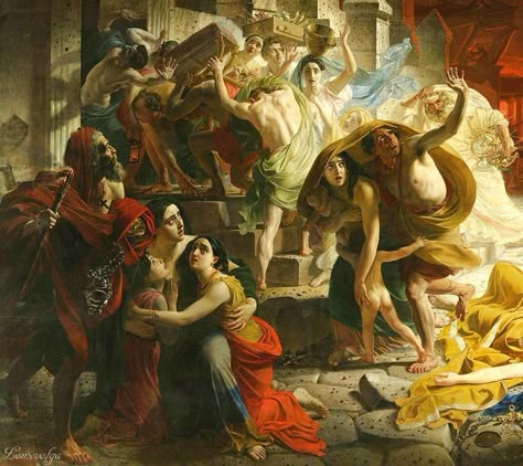 Karl Bryullov "The last day of Pompeii" 1833 Pompeii Paintings, Scary Paintings, Judgement Of Paris, Famous Art Paintings, Francesca Woodman, Rennaissance Art, History Painting, Peter Paul Rubens, Draw Picture