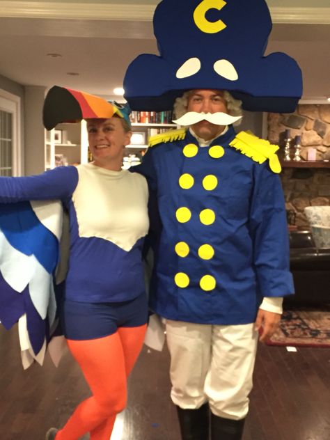 Cereal costumes - Cap'n Crunch and Toucan Sam Toucan Sam Costume Diy, Toucan Sam Costume, Cereal Halloween Costume, Captain Crunch Costume, Cereal Character Costumes, Cereal Costume, Work Group Halloween Costumes, Beanie Baby Costumes, Partner Costumes