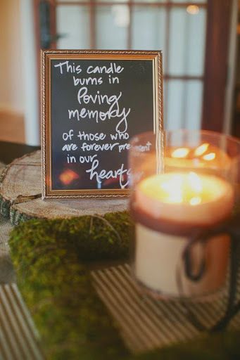 This candle burns in loving memory...another idea for wedding to honor my dad and other loved ones who've passed October Wedding, Wedding Wishes, Wedding Time, Here Comes The Bride, Backyard Wedding, Wedding Tips, Decoration Table, On Your Wedding Day, Wedding Bells