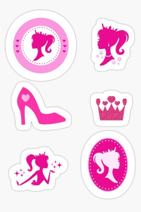 #باربي #ستيكرات بنات #اpink #barbie Barbie Party Packs, Barbie Cutouts, Barbie Stickers Printable, Barbie Notebook, Barbie Stickers, Girly Stickers, Barbie Invitations, Pink Scrapbook, Barbie Party Decorations