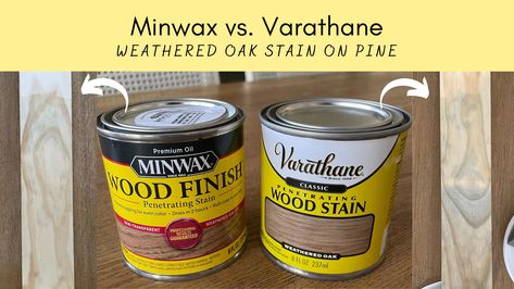 Minwax vs. Varathane weathered Oak Stain on Pine Weathered Oak Stain Varathane, Varathane Weathered Oak On Pine, Varathane Western Oak, Minwax Stains On Pine, Western Oak Wood Stain, Stain Pine To Look Like White Oak, Briarsmoke Stain On Pine, Minwax Weathered Oak Stain On Pine, Varathane Stain Colors On Pine