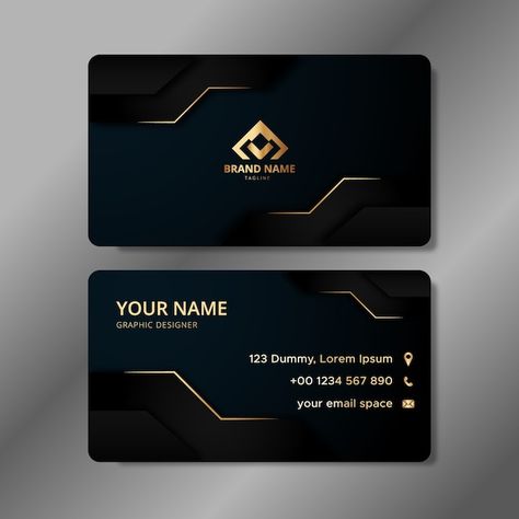 Elegant business card template with abst... | Premium Vector #Freepik #vector #black-card #geometric-business-card #golden-visiting-card #black-business-card Free Business Card Design, Black And White Lion, Abstract Futuristic, Gold Business Card, Minimal Business Card, Black Business Card, White Lion, Iphone Homescreen Wallpaper, Elegant Business Cards