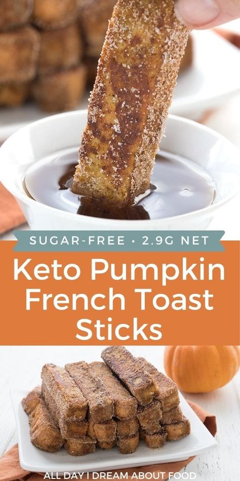 Pumpkin French Toast, French Toast Sticks, Keto Pumpkin, Fall Breakfast, Low Carb Breakfast Recipes, Low Carb Breakfast, Keto Bread, Keto Dessert Recipes, Low Carb Keto Recipes