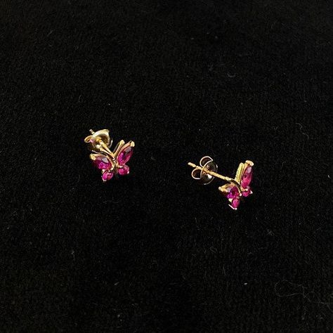 Excited to share this item from my #etsy shop: 9ct Solid Gold Pink Genuine Ruby Butterfly Earrings | Butterfly Jewelry | Pink Earrings| Gift For Her | Ruby Stud | Ruby Wedding Anniversary Flattering Earrings, Butterfly Gold Earrings, Latest Earrings Design, Gold Earrings For Kids, Small Earrings Gold, Ruby Wedding Anniversary, Opal Drop Earrings, Gold Jewelry Outfits, Ruby Earrings Studs