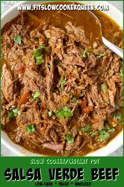 Salsa Verde Beef, Profile Recipes, Instant Pot Salsa, Crockpot Roast Recipes, Slow Cooker Salsa, Chuck Roast Recipes, Verde Recipe, Beef Roast, Crockpot Roast