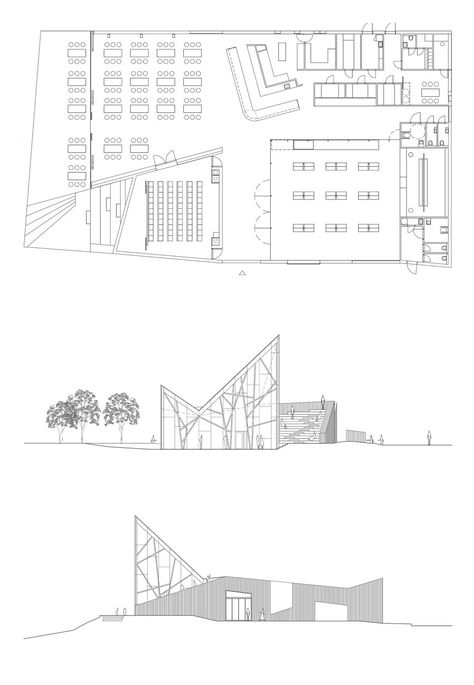 Visitor Center Floor Plan, Visitor Centre Architecture, Restaurant Architecture Concept, Restaurant Plan Architecture, Restaurant Design Plan, Visitor Center Architecture, Church Design Architecture, Restaurant Exterior Design, Edge Of A Cliff