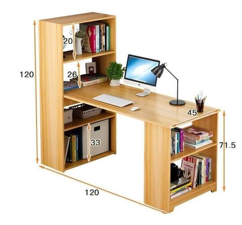 Table With Bookshelves, Desk With Bookshelves, Computer Desk Design, Desk With Shelves, Computer Desk With Shelves, Large Bookshelves, Shelves White, Woodworking Plans Beginner, Computer Workstation