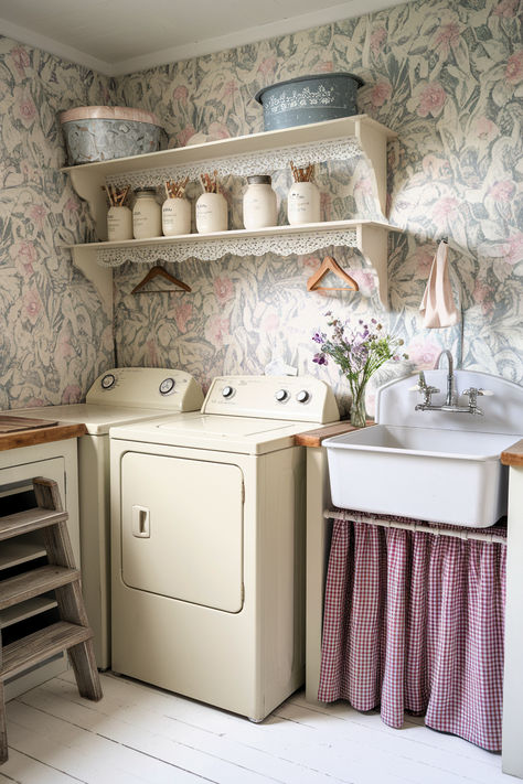 Functional and Beautiful Laundry Room Ideas Functional Laundry Room, House Laundry Room, White Laundry Rooms, Washing And Drying Machine, Vintage Laundry Room, Compact Laundry, Basement Laundry Room, White Laundry, Basement Plans