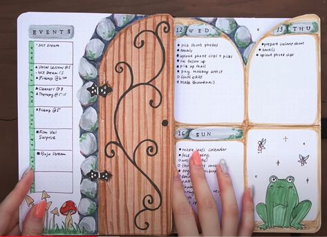 Bujo Fairy Theme, Fantasy Bujo, Cottagecore Bujo, Bullet Journal Outline, Bullet Journal Ideas Templates, Creating A Bullet Journal, Bullet Journal Paper, Bullet Planner, Diy Journal Books