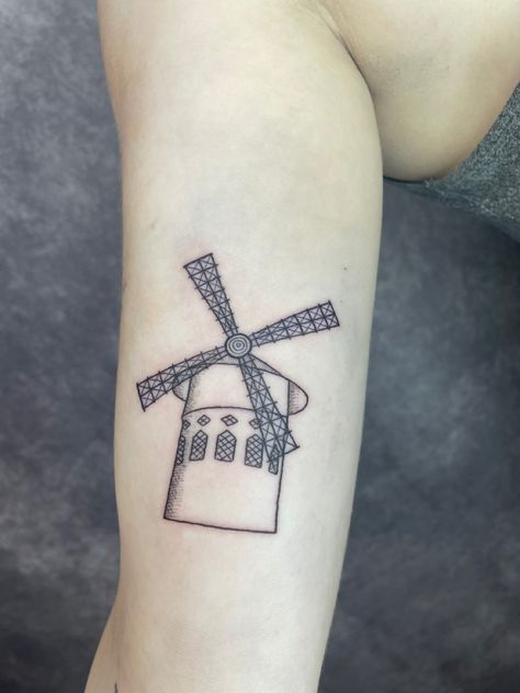 Moulin Rouge Windmill Tattoo, Moulin Rouge Tattoo, Moulin Rouge Windmill, Switzerland Tattoo, Windmill Tattoo, Moulin Rouge Musical, Tattoos 2024, Bff Tattoos, Traditional Tattoo Art