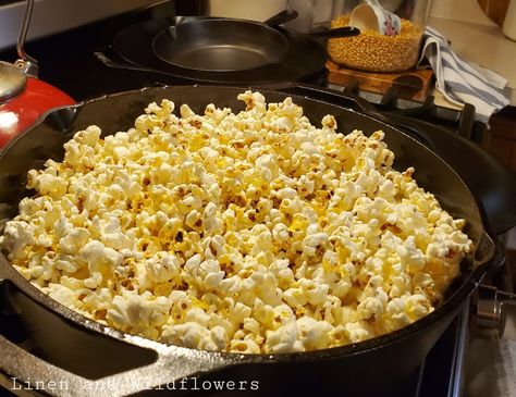 Dutch Oven Popcorn Dutch Oven Popcorn, Tea Towel Curtains, Diy Popcorn Seasoning, Towel Curtains, Lodge Dutch Oven, Stovetop Popcorn, Making Curtains, Homemade Popcorn, Popcorn Seasoning