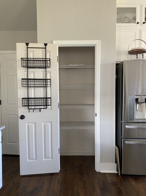 Built-in Pantry Makeover - Sawdust 2 Stitches Small Pantry Build Out, Reach In Pantry Makeover, Small Pantry Built In, Small Pantry Closet Makeover, Tiny Pantry Makeover, Small Pantry Makeover Diy, Reach In Pantry Design, Small Kitchen Pantry Design, Closet To Pantry Convert