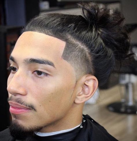 Taper Fade Long Hair, Long Hair Fade, Man Bun Haircut, Braids Men, Curly Hair Fade, Edgars Haircut, Man Bun Hairstyles, Undercut Long Hair, Shaved Side Hairstyles