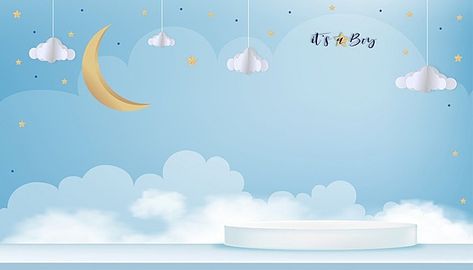 Stars Template, Baby Boy Background, Happy Background, Tarpaulin Design, Fantasy Space, Baby Shower Greeting Cards, Birthday Background Design, Birthday Banner Template, Baby Blue Background