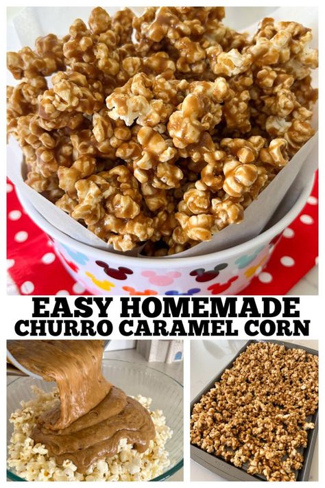 Churro Style Caramel Corn - Picky Palate - BEST CARAMEL CORN! Churro Popcorn, Easy Caramel Corn Recipe, Best Caramel Corn, Caramel Corn Easy, Caramel Corn Recipe, Homemade Caramel Corn, Caramel Corn Recipes, Picky Palate, Popcorn Recipe