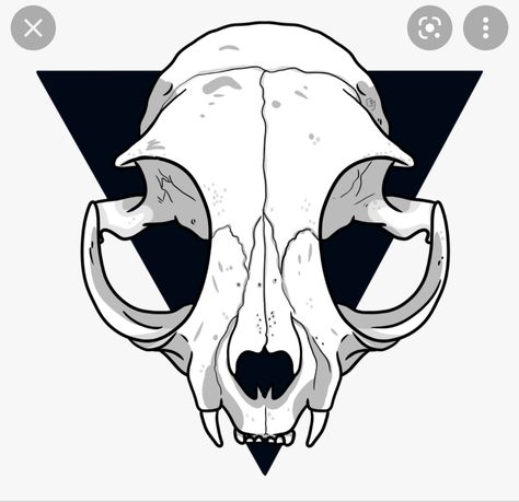 Cat Skull Drawing Simple, Cat Skull Sketch, Skull Drawing Easy, Cat Skull Drawing, Animal Skull Drawing, Cat Skull Tattoo, Cartoon Skull, Skull Reference, Skull Stencil