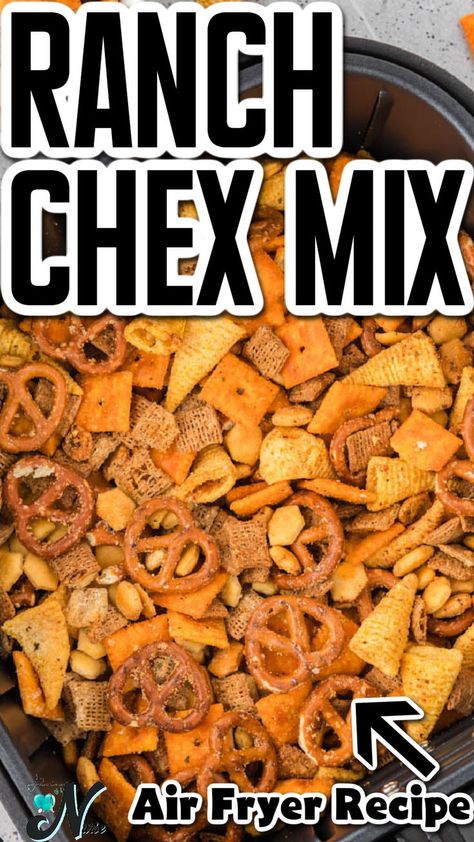 Looking for a quick and tasty summer snack? Try this Air Fryer Ranch Chex Mix! Bursting with zesty ranch flavor and the perfect crunch, this easy-to-make treat is ideal for summer parties, picnics, or just a fun snack at home. Crock Pot Chex Mix Original, Toffee Chex Mix Recipes Easy, Christmas Treats For A Crowd, Chex Mix Recipes Savory, Easy Christmas Potluck Ideas, Bold Chex Mix Recipe, Christmas Snacks For Party, Chex Mix Recipes Christmas, Ranch Chex Mix Recipes