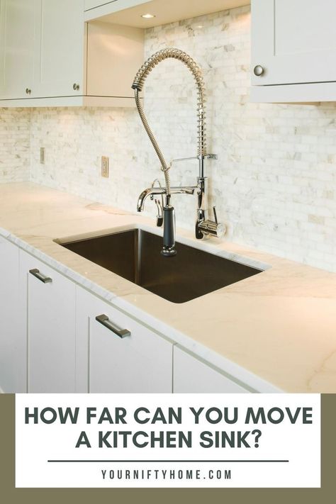 How Far Can You Move A Kitchen Sink? Learn more about Kitchen sink designs, types, sizes, colors, accessories, materials, placement, price, where to buy, and DIY hacks. Moving Kitchen Sink Plumbing, Sink Placement In Kitchen, Kitchen Sink Location, Kitchen Sink Placement, Kitchen Sink Plumbing, Corner Kitchen Sink, Corner Sink Kitchen, Double Kitchen Sink, Kitchen Sink Design