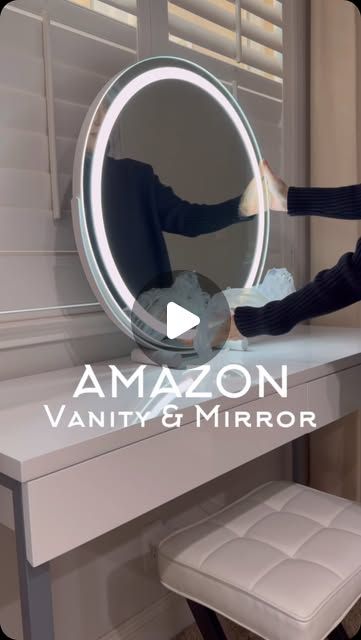 Jodie Kammerer • AMAZON HOME FINDS on Instagram: "COMMENT FOR LINKS or shop my link in bio! 
Please note: you must be following me @jodie.thedesigntwins for links to appear 🫶 

I have always wanted my own vanity and my dream finally came true!

I’m obsessed with my new vanity desk and LED 3-color touch control dimmable mirror! 

Getting ready every morning has never felt more relaxing!

With all the storage in my vanity now I can store & access all my makeup and cosmetics effortlessly!

I’m in love!🥰 

#amazonhome #amazonfinds #homehacks #vanitymirror #organizedhome" Amazon Vanity Mirror, New Vanity, Amazon Home Finds, My Vanity, Vanity Desk, Home Finds, Touch Control, Amazon Home, My Makeup