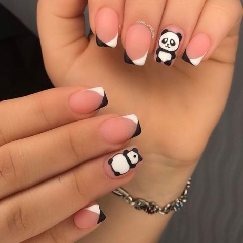 Panda Nail Art, Quick Nail Art, Lilac Nails, Fancy Nails Designs, Trendy Nail Art Designs, Simple Gel Nails, Pretty Nail Art Designs, White Nail, Trendy Nail Art