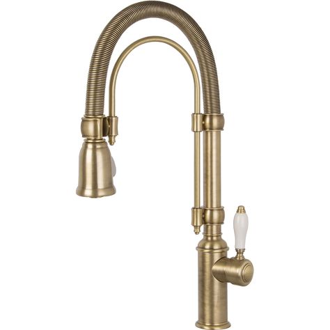 Taps Brass MIDR7O-2: Smeg designed in Italy, has functional characteristics of quality with a design that combines style and high technology. See it at www.smeg.com Antique Brass Kitchen, Brass Kitchen Tap, Smeg Kitchen, Brass Kitchen Faucet, Brass Tap, Brass Kitchen, High Technology, Kitchen Taps, Mixer Taps